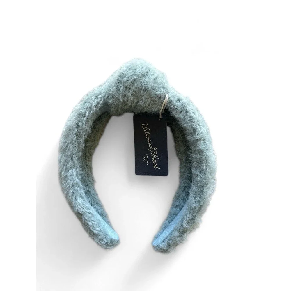 NWT Universal Thread Blue Faux Fur Headband And Bows 3pc $26 Retail